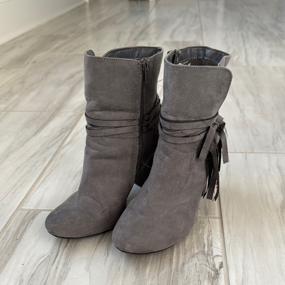 Christian Siriano Grey Suede Ankle Boots